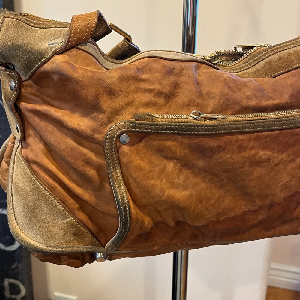 💃🧋Celine Vintage Leather Weekender Tote Bag Brown Shoulder Strap Made in Italy - Picture 2 of 12
